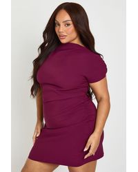 Boohoo - Plus Shoulder Pad Mini Dress - Lyst
