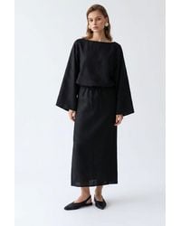 MixRay - Solid Textured Maxi Dress With Tie Detail - Lyst
