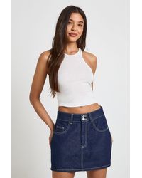 Boohoo - Denim Mini Skort - Lyst