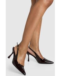 Boohoo - Patent Slingback Stiletto Court Heels - Lyst
