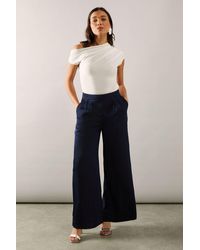 Wallis - Petite Satin Pleat Detail Wide Leg Trouser - Lyst