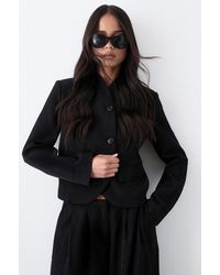 Boohoo - High Neck Curved Boxy Blazer - Lyst