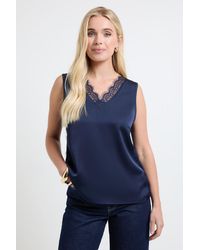 Wallis - Petite Lace Trim Cami Top - Lyst