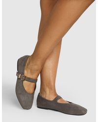 Boohoo - Wide Fit Buckle Detail Mary Jane Ballet Flats - Lyst