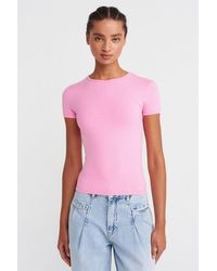 Dilvin - Crop Slim-Fit Crew Neck T-Shirt - Lyst