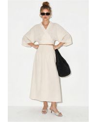 Bianco Lucci - Cotton Two-Piece Blouse And Midi Skirt Set - Lyst
