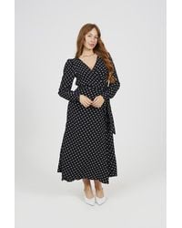 Brave Soul - Polka Dot V-Neck Midi Dress - Lyst