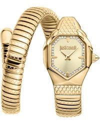 Just Cavalli - Snake Watch, Color Case, Dial, Stainless Steel Bracelet - Lyst
