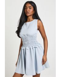 Boohoo - Sleeveless Shirred Waist Mini Dress - Lyst