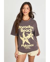 Boohoo - Paradise Beach Printed T-Shirt - Lyst