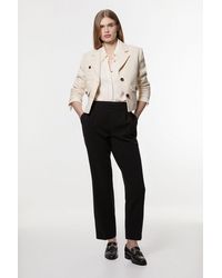 Karen Millen - Compact Stretch Essential Tailored High Waist Slim Leg Trouser - Lyst