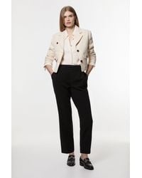 Karen Millen - Compact Stretch Essential Tailored High Waist Slim Leg Trouser - Lyst