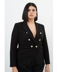 Karen Millen - Plus Size Tailored Button Military Blazer - Lyst