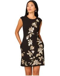 Adrianna Papell - Beaded Crepe Short Dress - Lyst