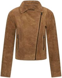 Elle - Ladies Suede Biker Jacket - Lyst