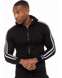 Enzo - Zip Up Hoodie With Tape - Lyst