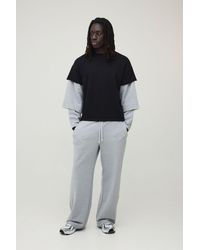 BoohooMAN - Oversized Boxy Triple Faux Sleeve Loopback T-Shirt And Jogger Set - Lyst