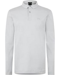 BOSS - Pirol Logo Long-Sleeved Polo Shirt (Light) Cotton - Lyst