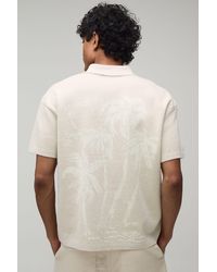 BoohooMAN - Relaxed Palm Scenic Jacquard Knitted Shirt - Lyst