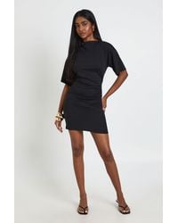 Boohoo - Super Soft Ruched Waist Short Sleeve Mini Dress - Lyst