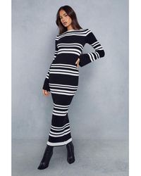 MissPap - Knitted Ribbed Stripe Maxi Dress - Lyst