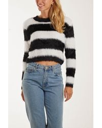 Pink Vanilla - Striped Fluffy Knit Jumper - Lyst