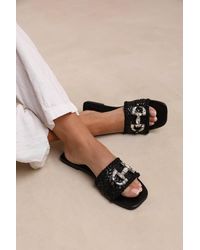 Where's That From - Wheres 'Align' Jewel Detail Flat Sandals - Lyst