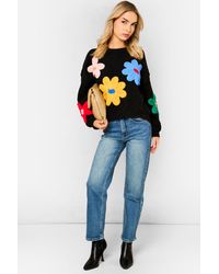 Gini London - 3D Flower Crochet Knitted Jumper - Lyst