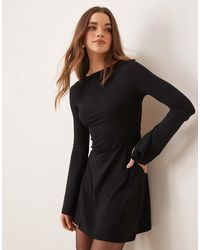 ASOS - Slash Neck Flute Sleeve Mini Dress With Back Detail - Lyst