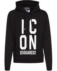 DSquared² - Large Bold Icon Logo Black Hoodie - Lyst