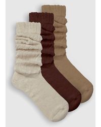 Boohoo - 3 Pack Soft Ribbed Slouchy Socks - Lyst