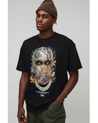 BoohooMAN - Oversized Extended Neck Ski Mask Print T-Shirt Cotton - Lyst