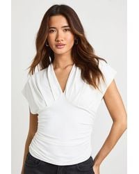 Boohoo - Matte Slinky Cinched Waist Backless V Neck Top - Lyst