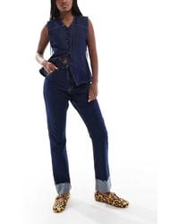 ASOS - Mid Rise Straight Jean With Turn Up - Lyst