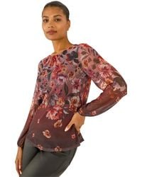 Roman - Floral Print Mesh Top - Lyst