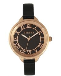 Bertha - Madison Sunray Dial Leather-Band Watch - Lyst