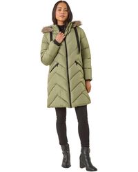 Roman - Petite Contrast Zip Puffer Coat - Lyst