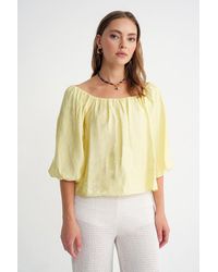 MixRay - Modal Blended Blouse With Madonna Collar And Ruffle Detail - Lyst