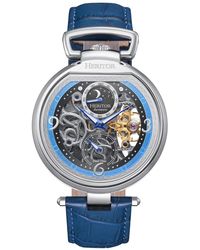 Heritor - Lincoln Leather-Band Skeleton Watch With Moon Phase - Lyst