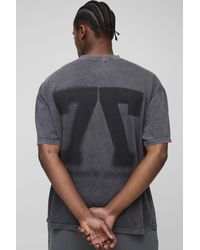 BoohooMAN - Oversized Blurred 77 Varsity Graphic Washed T-Shirt - Lyst