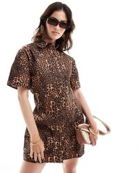 ASOS - Mini Twill Shirt Dress With Seaming Detail - Lyst