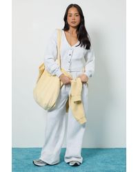 Boohoo - V Neck Deep Hem Sweatshirt And Tailored Jogger Tracksuit - Lyst