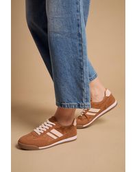 Oasis - Penny Faux Suede Lace Up Trainers - Lyst
