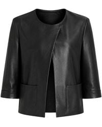 Ted Baker - Obino Short Sleeve Leather Open Front Jacket - Lyst