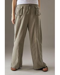 Warehouse - Peach Satin Utility Pocket Wide Leg Trousers - Lyst