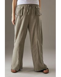 Warehouse - Peach Satin Utility Pocket Wide Leg Trousers - Lyst