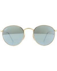 Ray-Ban - Sunglasses Round Flat Lenses 3447N 001/30 Shiny Flash Mirror 50Mm Metal - Lyst