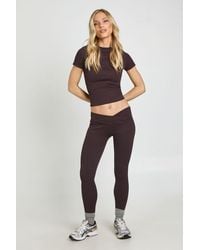 Boohoo - Petite Contour Ribbed Wrap Waist Seamless Leggings - Lyst