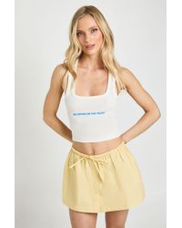 Boohoo - Petite Cotton Poplin Button Front Mini Skirt - Lyst