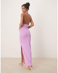 Vila - Textured Cowl Neck Low Back Maxi Dress - Lyst